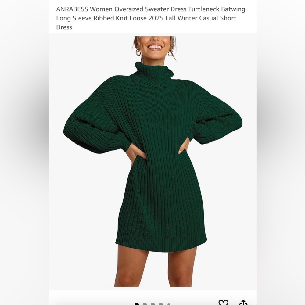 Emerald Green Turtleneck Sweater with Balloon Sleeves